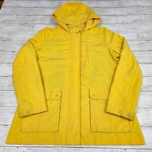GAP Large Yellow Hooded Raincoat Fisherman Style Zip Snap Front Jacket Stained